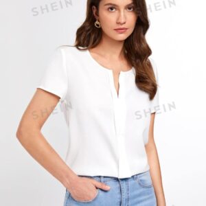 Top de cuello notch con fruncido