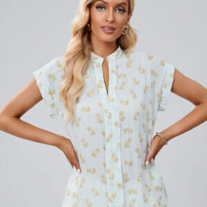 Privé Blusa con estampado floral de manga murciélago