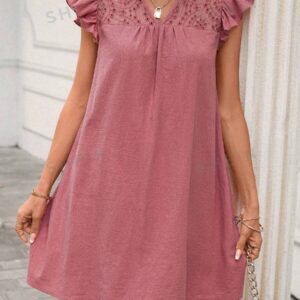 LUNE Vestido túnico con bordado con ojal ribete con fruncido