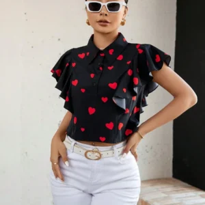 Essnce Camisa De Manga Corta Con Estampado De Corazones