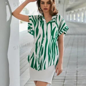 Privé Blusa de mujer con estilo de corte holgado y grande con impresión aleatoria